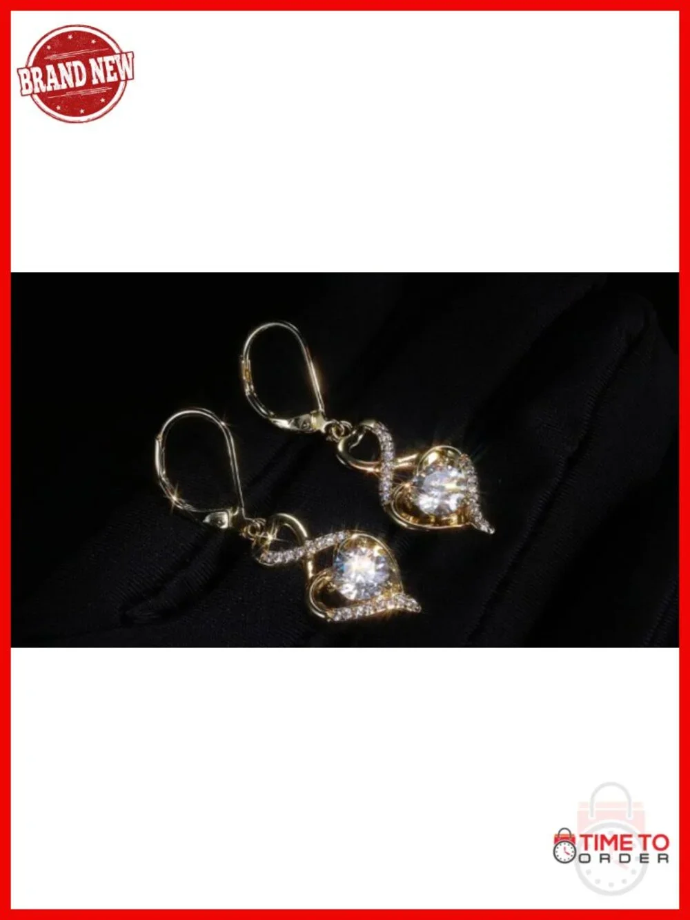 2ct Heart Moissanite Dangle Earrings Silver 14K Gold Plated Lever Back